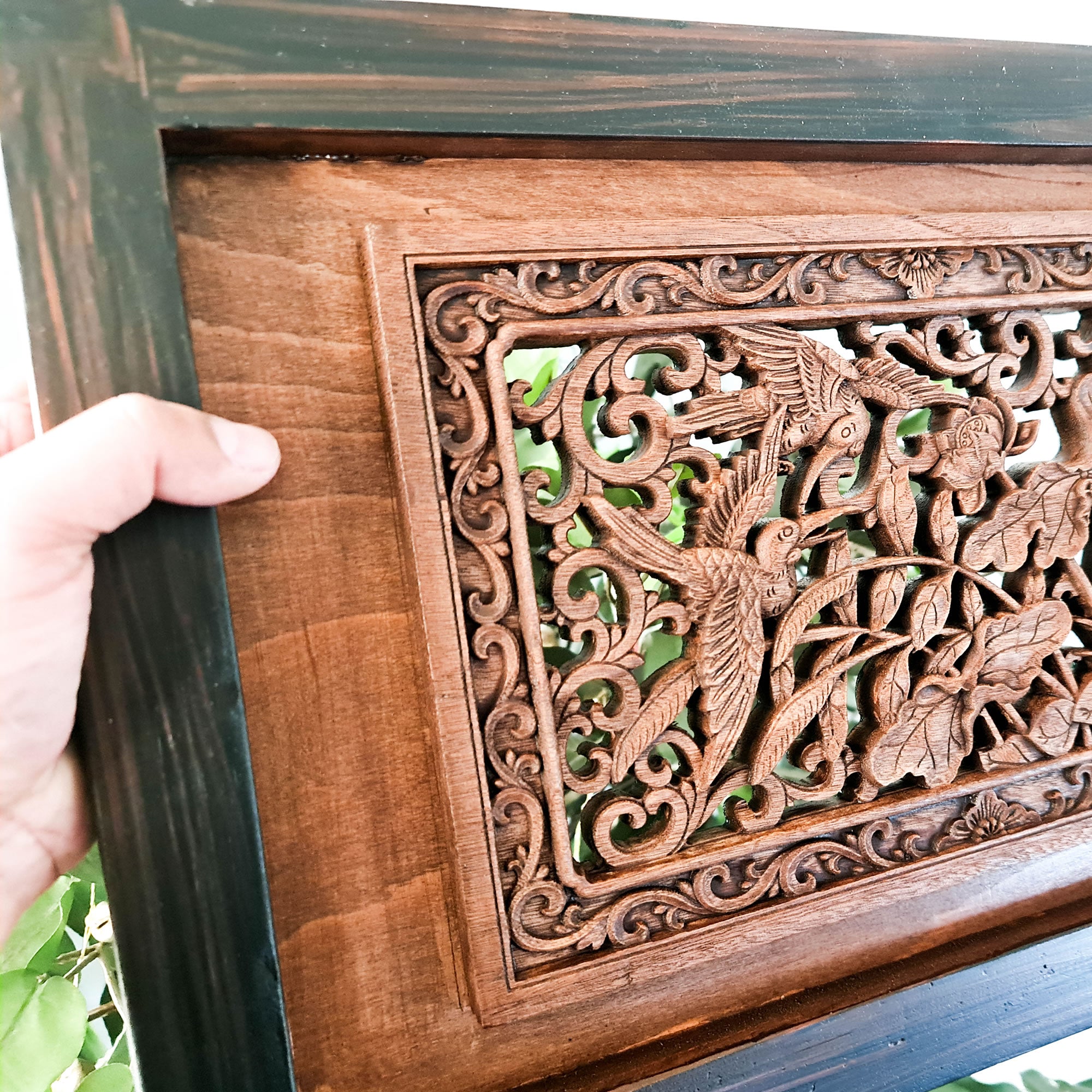 Carved Wooden Wall Art - Flying Garden Birds
