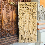 Pre-Order - Ram Sita Hindu Mandir Hand Carved Teakwood Decorative Wall Art Sculpture