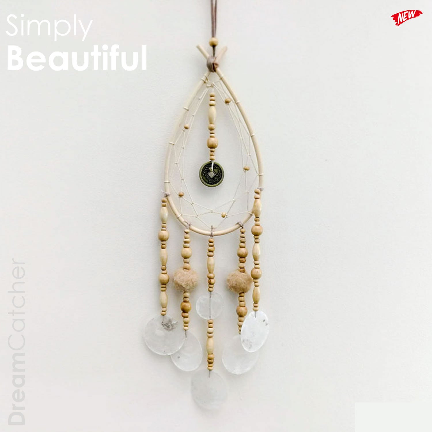 This handmade dream catcher is a unique piece with real sea shells and wooden beads. Bohemian Style Handmade Decorative Hanging Macramé Dream Catcher