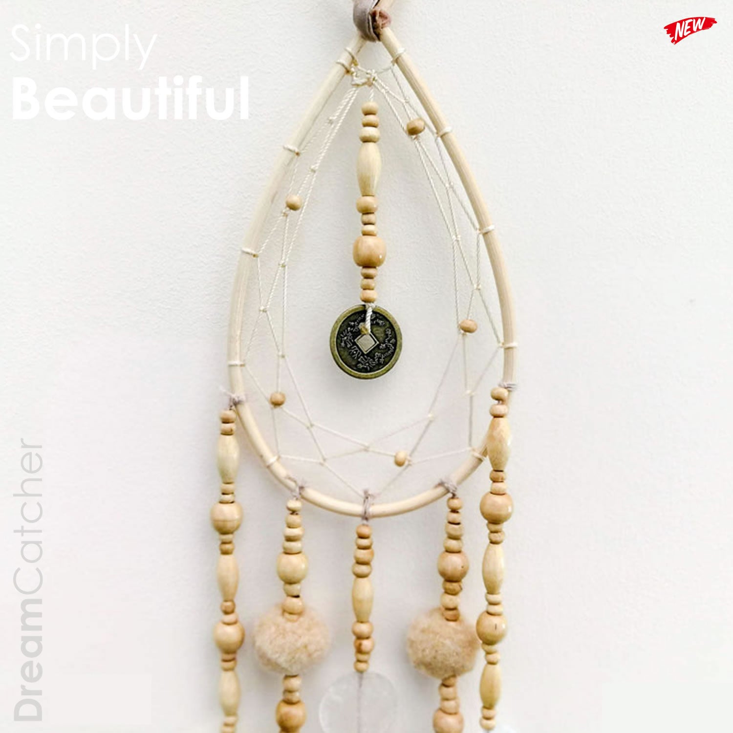 This handmade dream catcher is a unique piece with real sea shells and wooden beads. Bohemian Style Handmade Decorative Hanging Macramé Dream Catcher