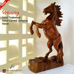 Horse Hand Carved Decorative Teakwood Sculpture Unique Gift, Equestrian Horse Riding