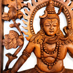 Lord Shiva Siva Carved Wooden Decorative Panel Sculpture Mandir Hindu Art Décor