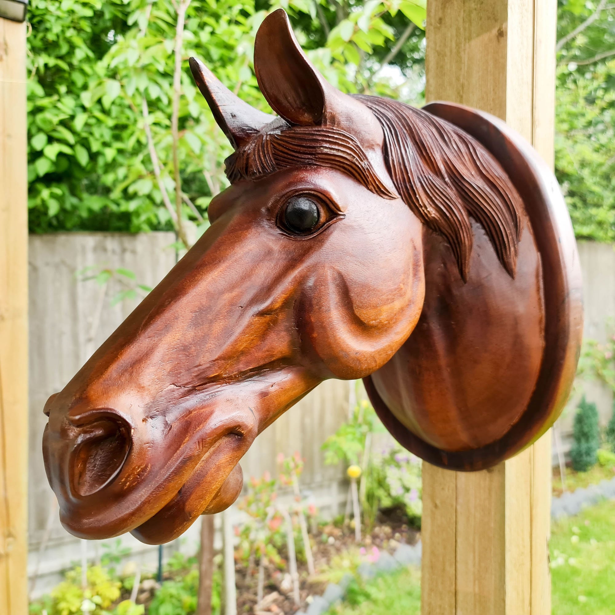 Horse Head - Carved Wooden Decorative Sculpture Art