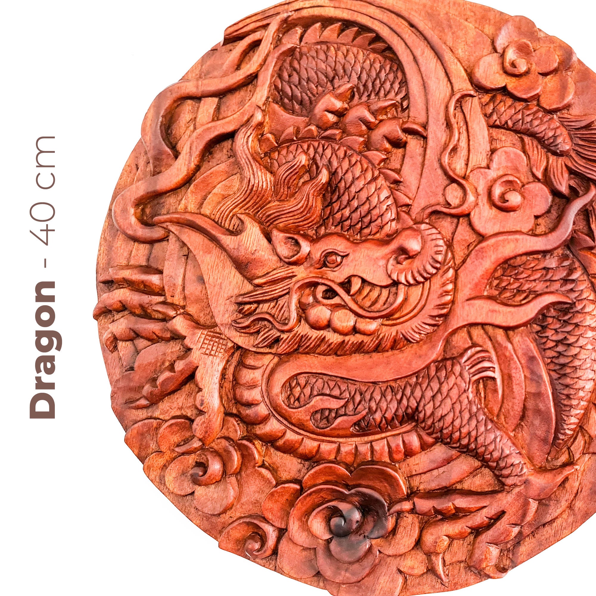Hand Carved Wooden Wall Art Decorative Sculpture Chinese Dragon - Feng Shui Good Luck Perfect Gift Easternada