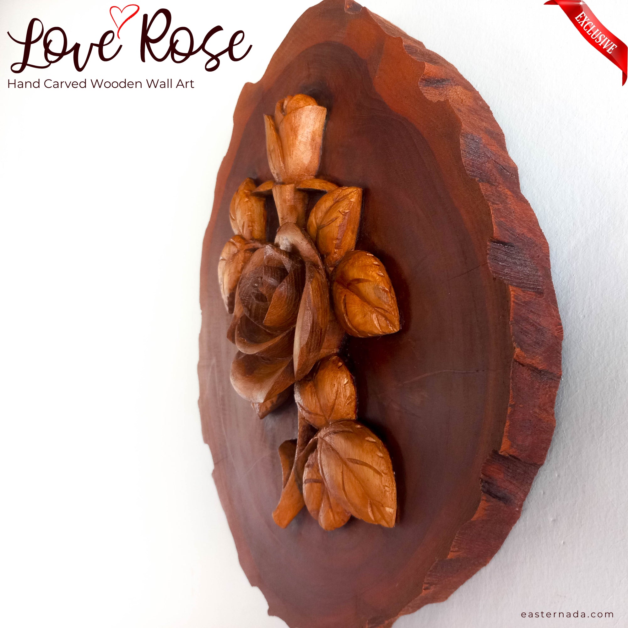 A perfect gift for a loved one. Hand Carved Teak Wood Rose Flower. Simply Stunning Wall Art Decoration. Wedding Valentines Gift