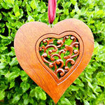 Hand Carved Wood Love Heart Decoration - A Perfect Gift for Him Her Easternada