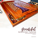 Asmaullah il Husna Hand Carved Wooden Decorative Wall Art Tree of Life Muslim Allah Muhammad - Easternada