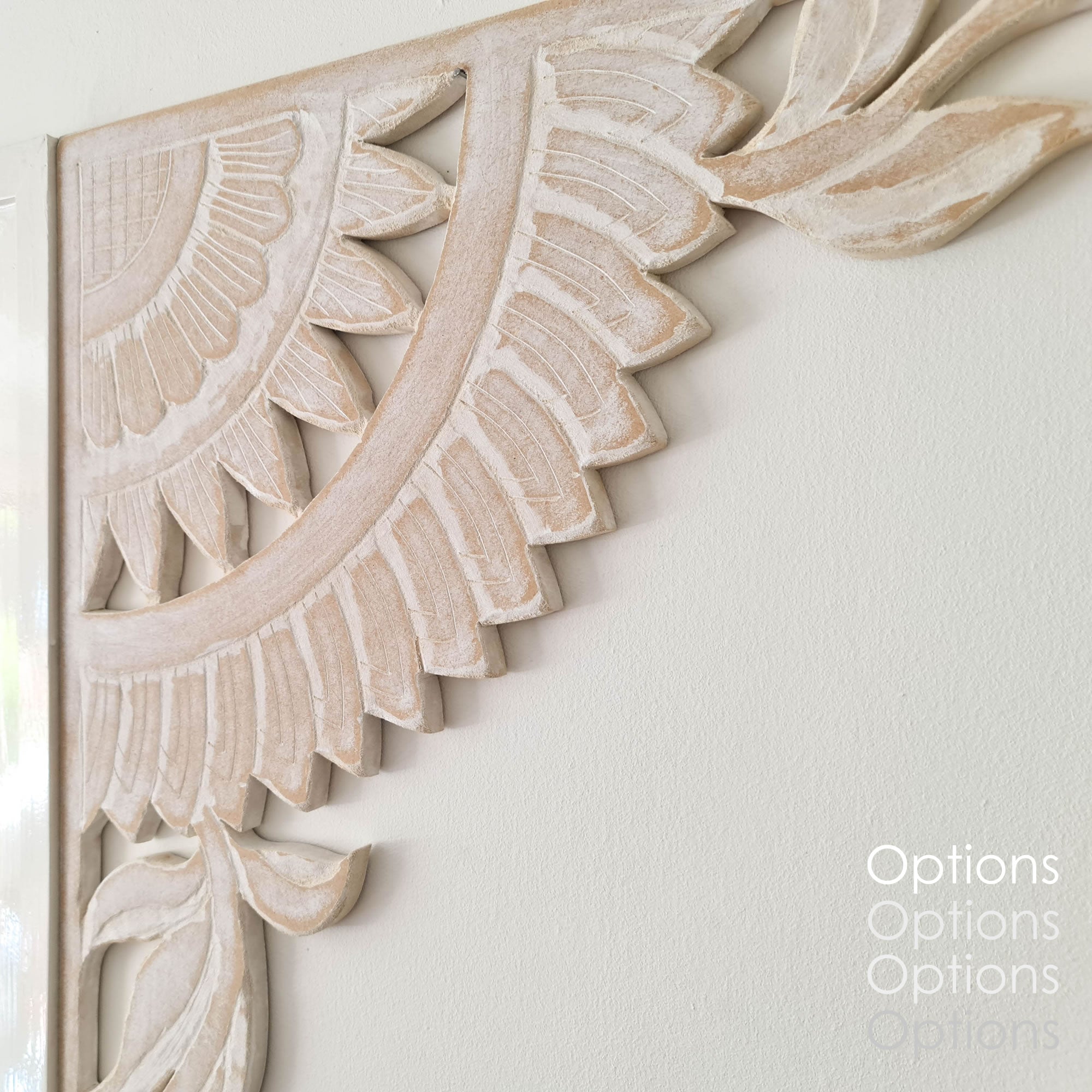 Mandala Art - Handmade Carved Wooden Wall Art Distressed White