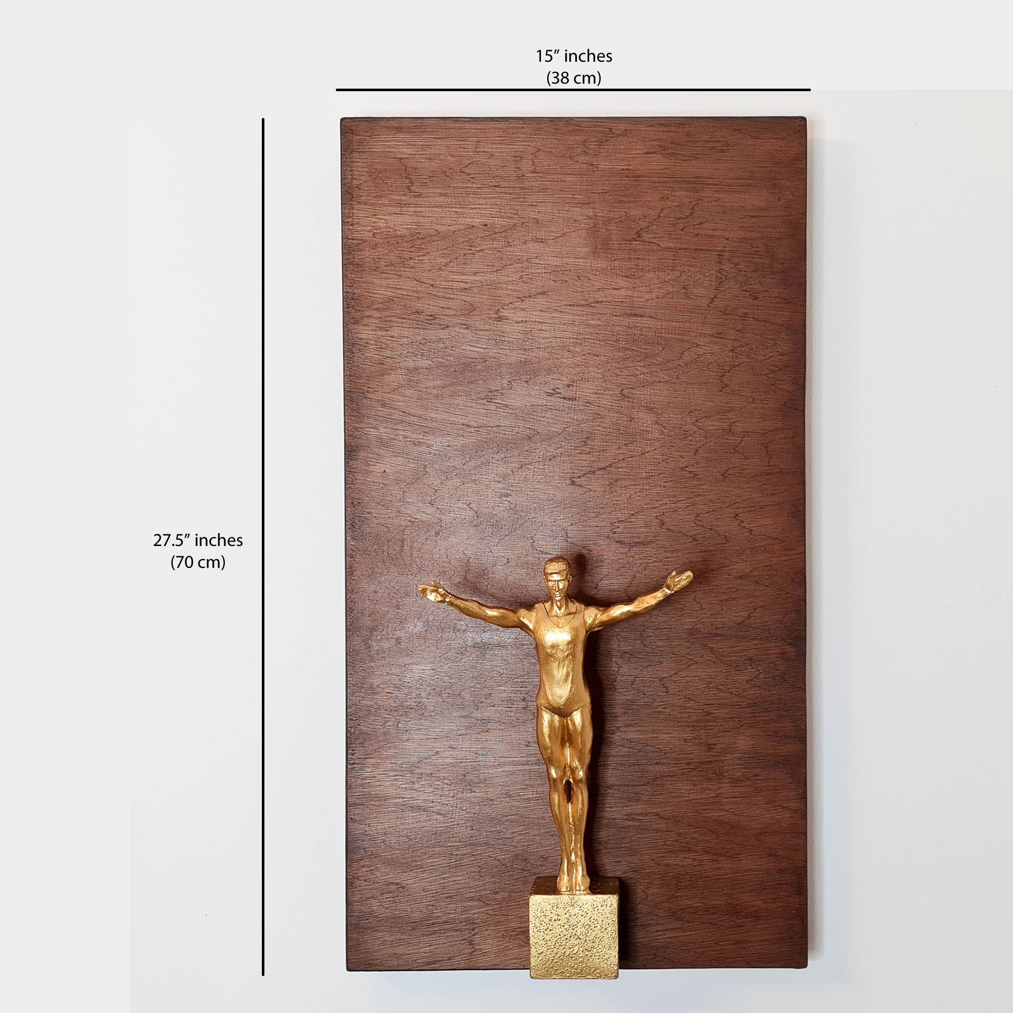 Décoration de maison de mur intérieur d'homme sautant de sculpture en métal doré moderne