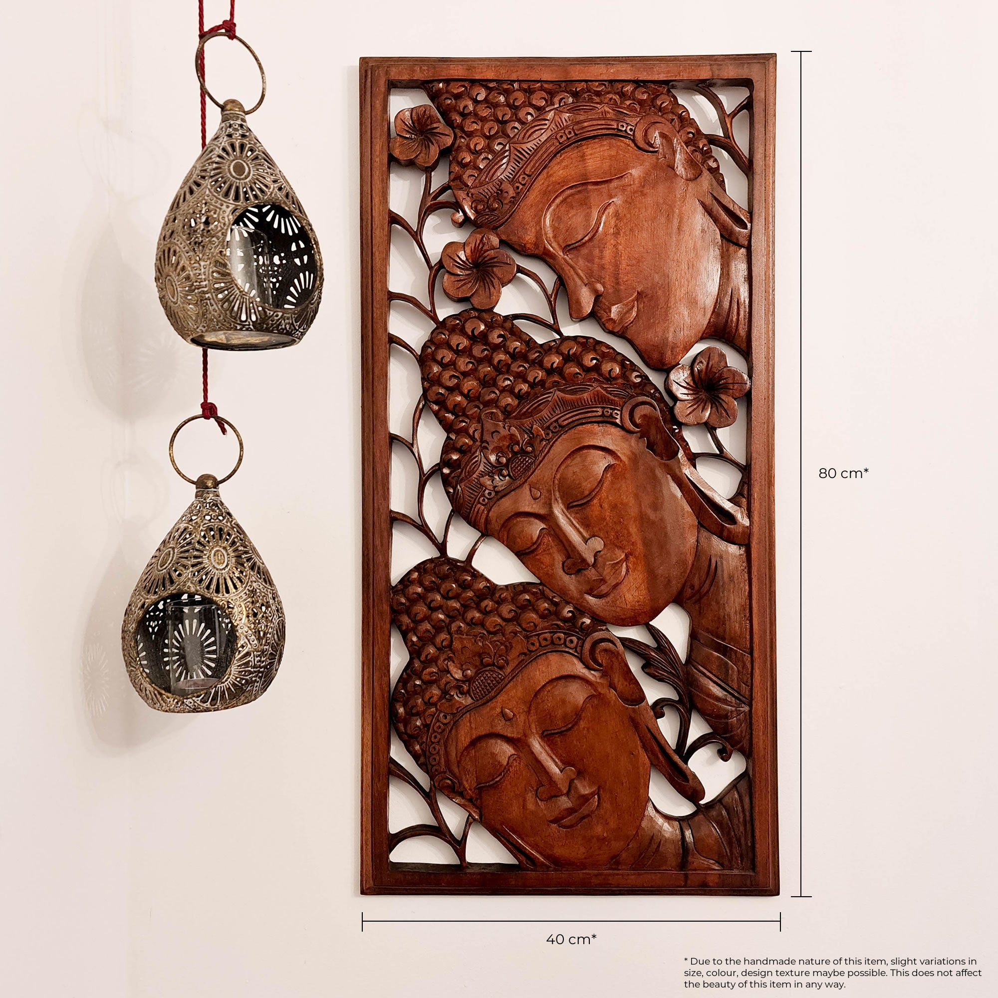 Three Buddha Peace Yoga Carved Decorative Wood Wall Art