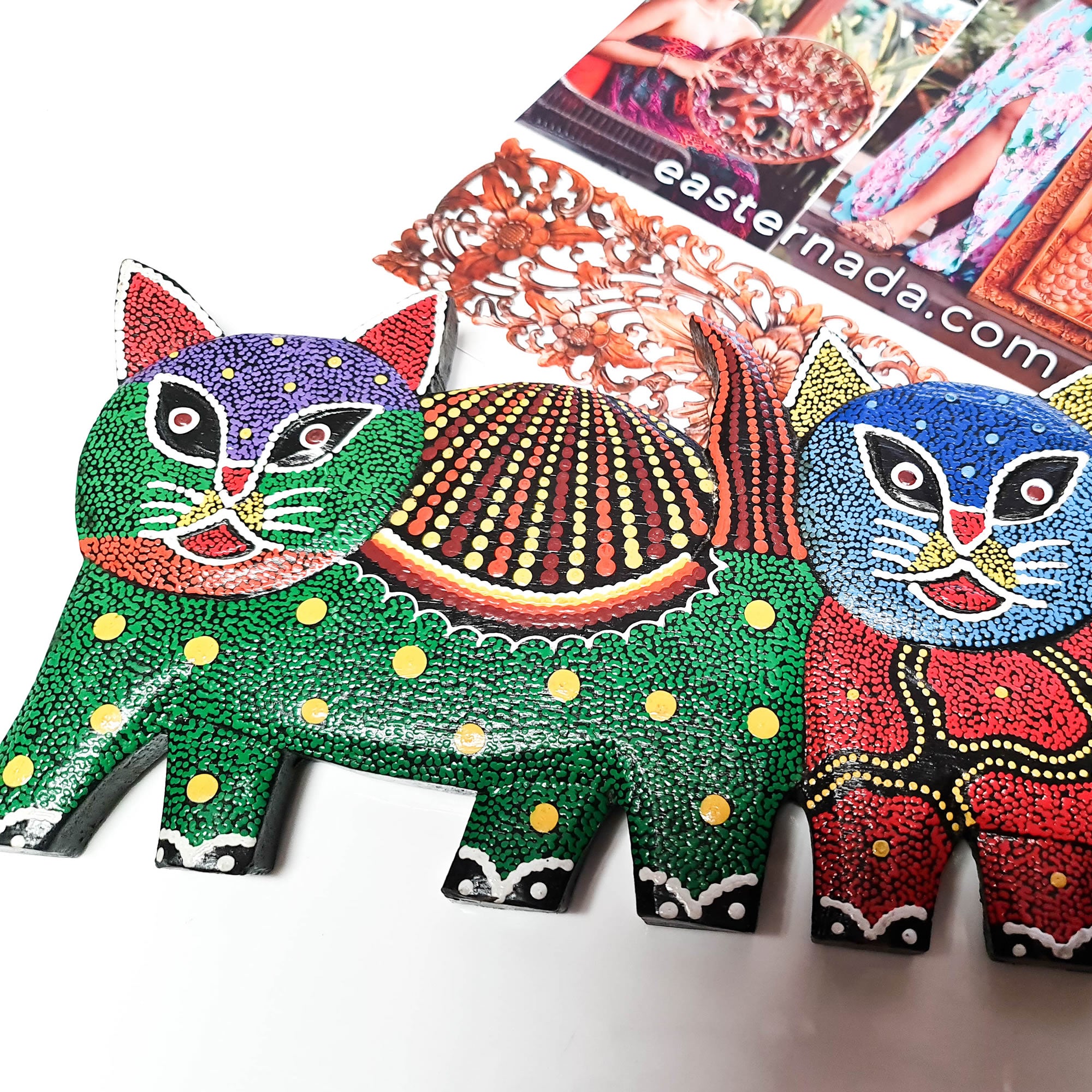 Tropical Wall Hanging - Hand-Carved painted wooden Tropical decoration