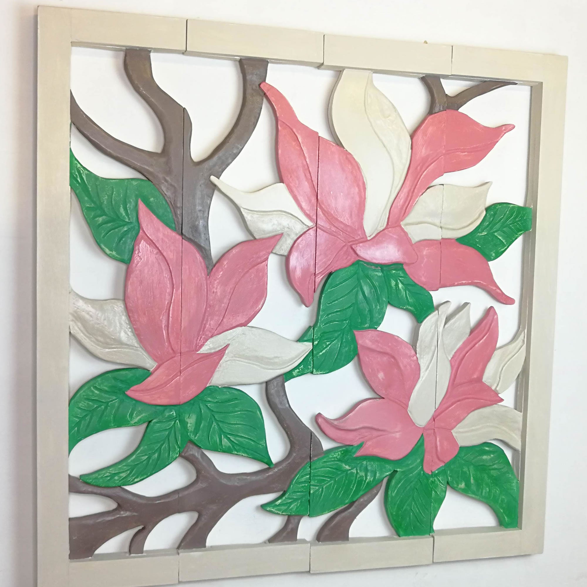 Large Hand Carved Wooden Wall Art Decorative Headboard Panel