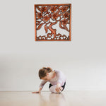 Hand Carved Wooden Decorative Panel Art Sculpture Tree of Hope Life Wealth