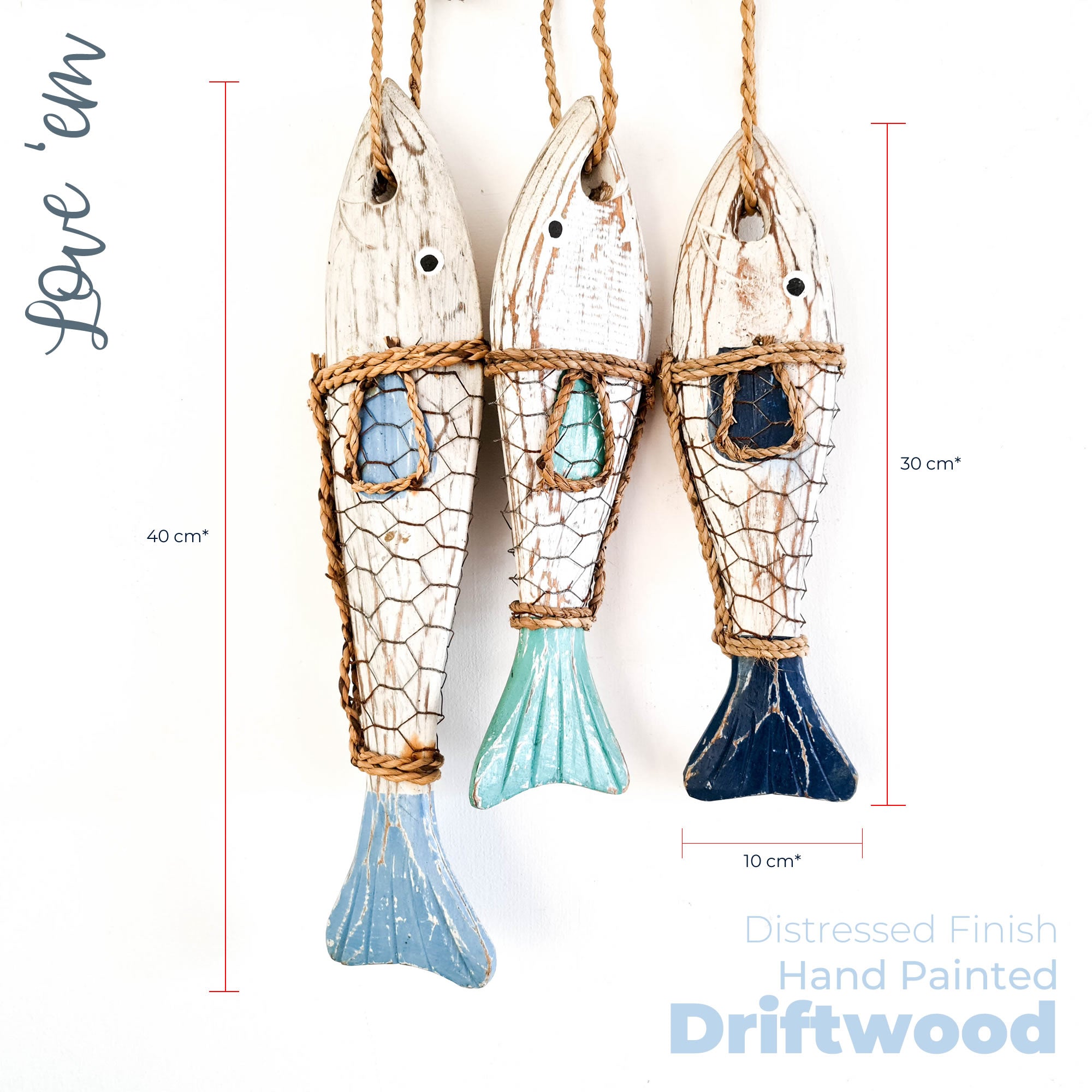 Tropical Fishes Wall Hanging - Hand-Carved painted wooden Tropical Beach Surf decoration