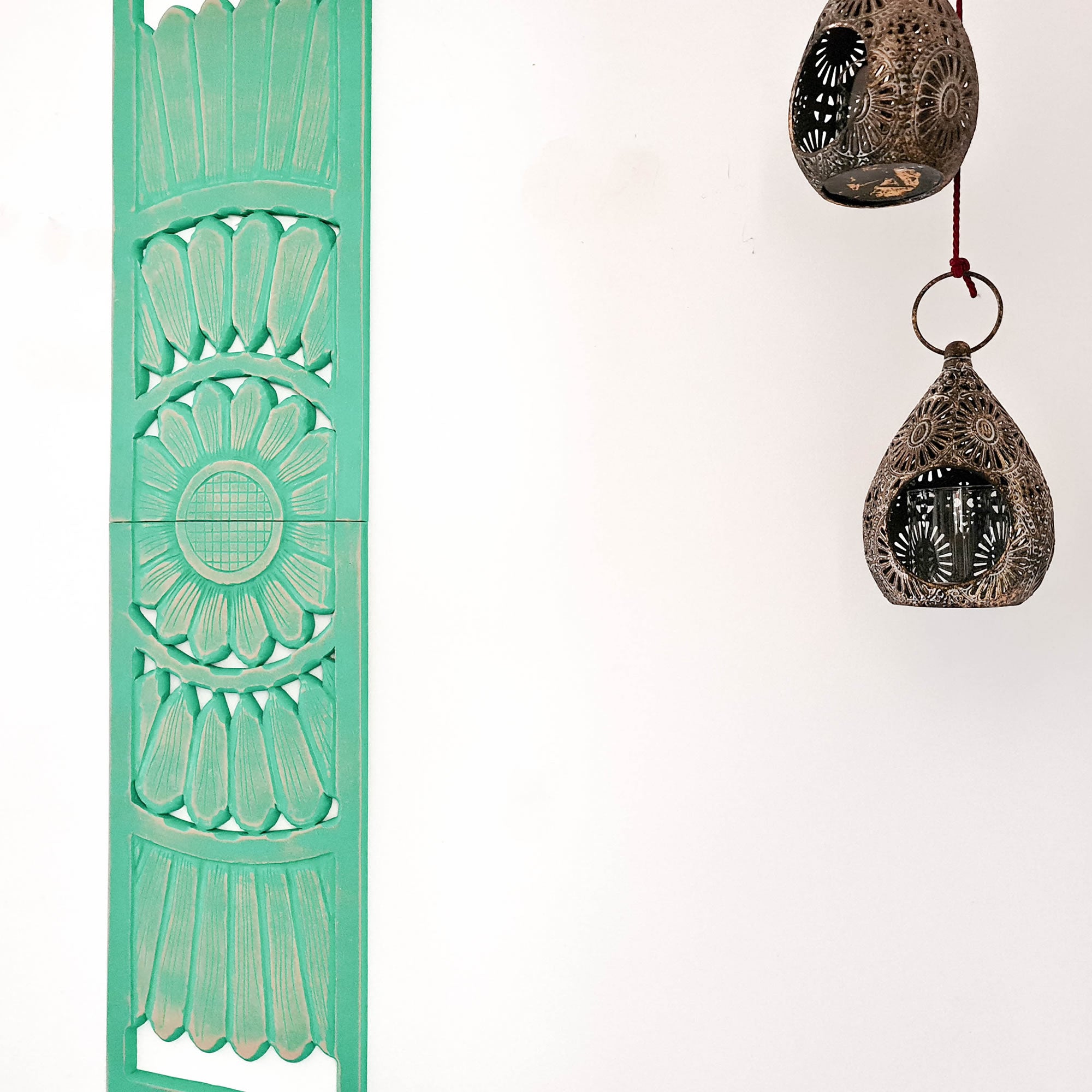 Hand Carved Wooden Wall Art - Long Headboard Decorative Mandala Panel