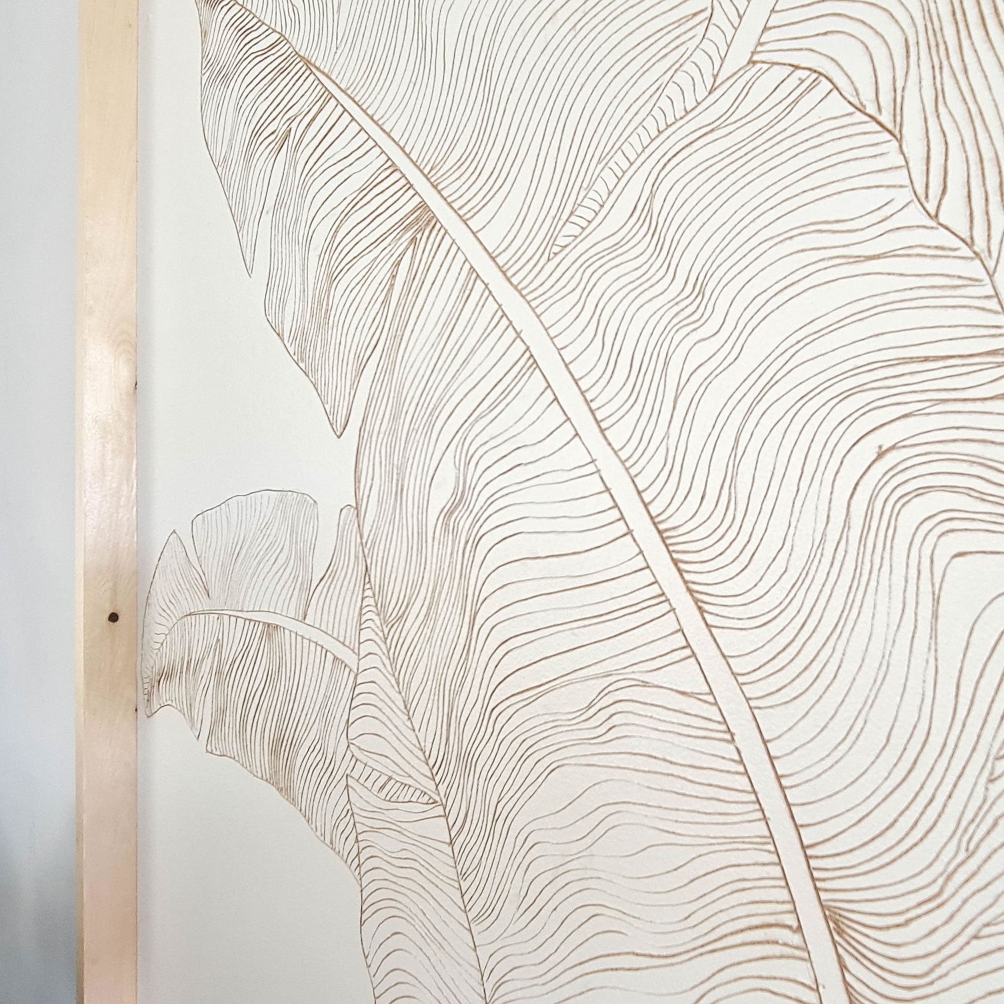 Handmade Carved Wooden Decorative Wall Art Wild Leaves White - Easternada