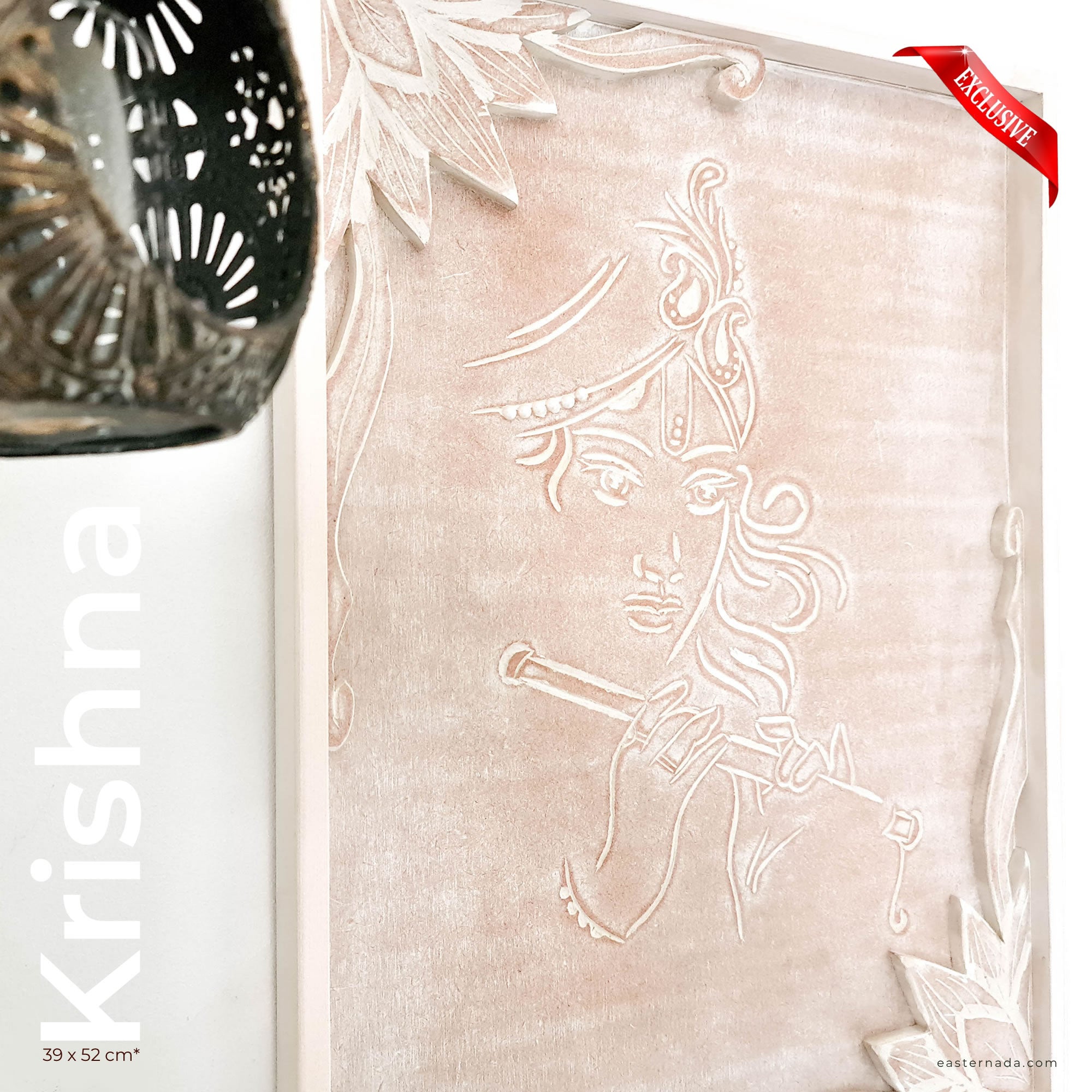 Krishna Hand Carved Wall Art Hindu Mandir Pooja