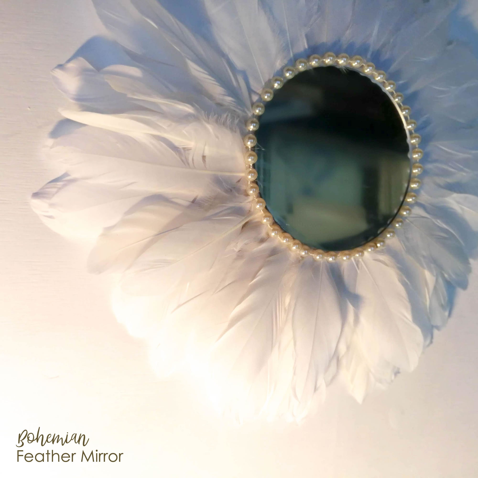 Juju Feather Vanity Wall Mirror Bohemian Style Handmade