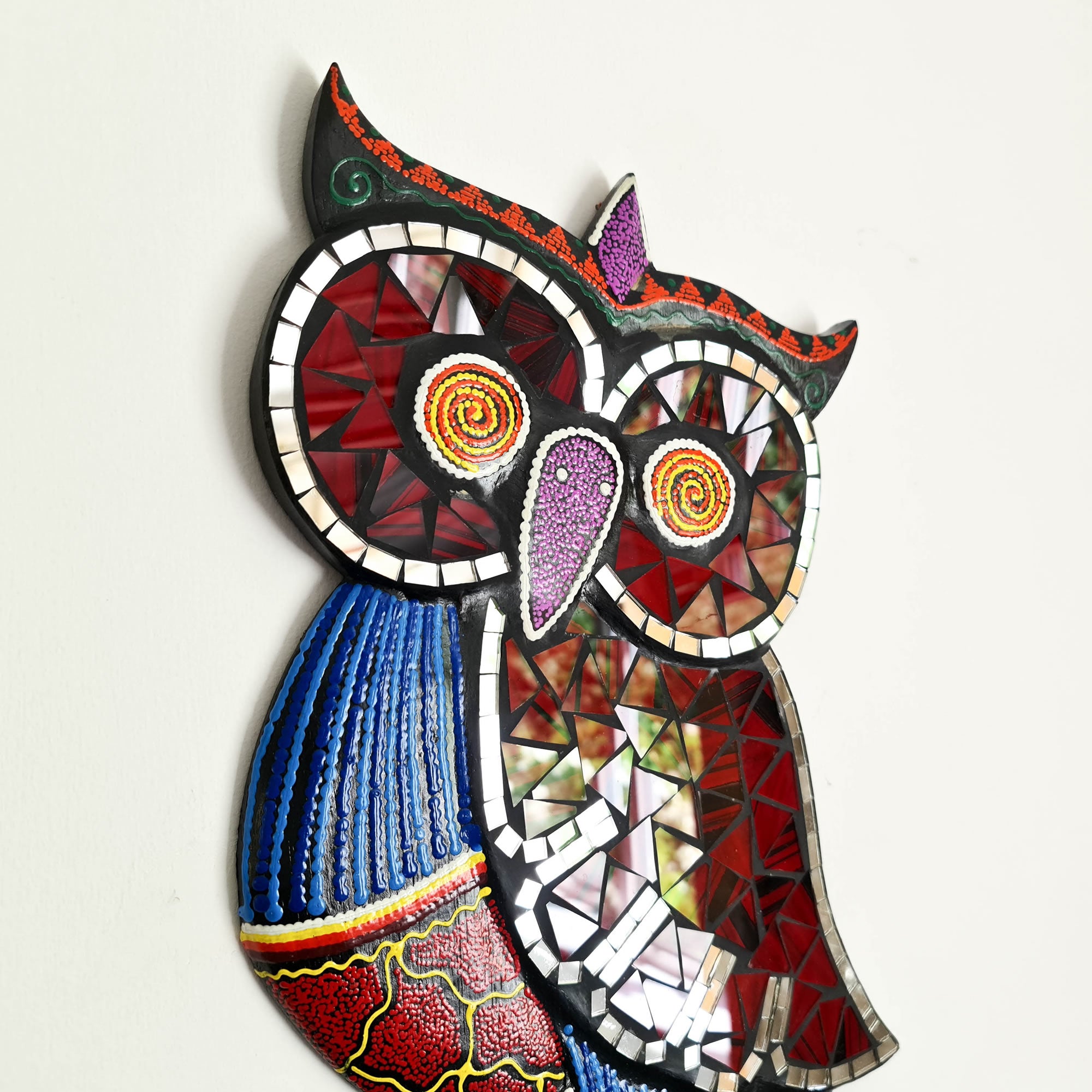 Tropical Wall Hanging - Hand-Carved painted wooden Tropical decoration.