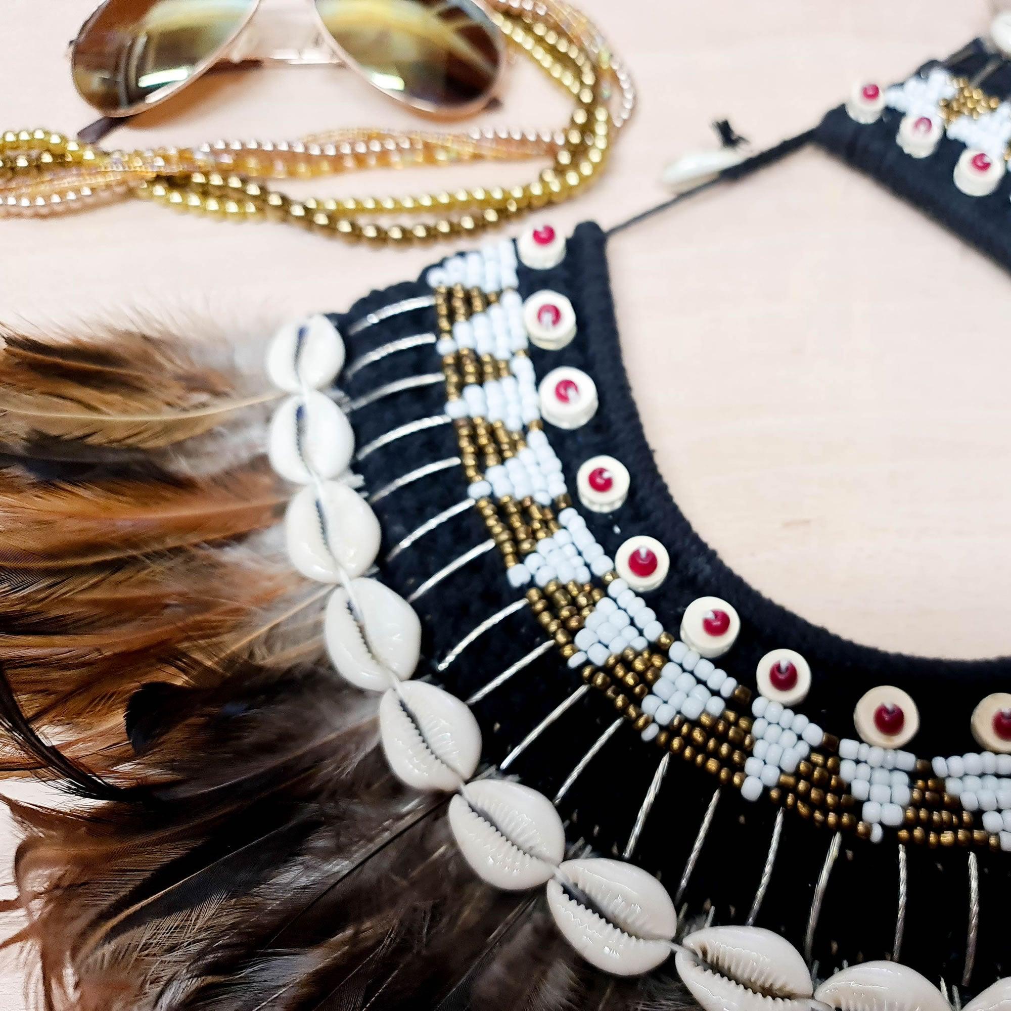 Bohemian Style Feather Sea Shells Handmade Decorative Costume Macrame Necklace Jujuhat - Easternada