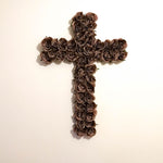 Decorative Christian Cross Wall Hanging - Jesus Religious Bohemian Style Silk Rose Flowers Church Cross