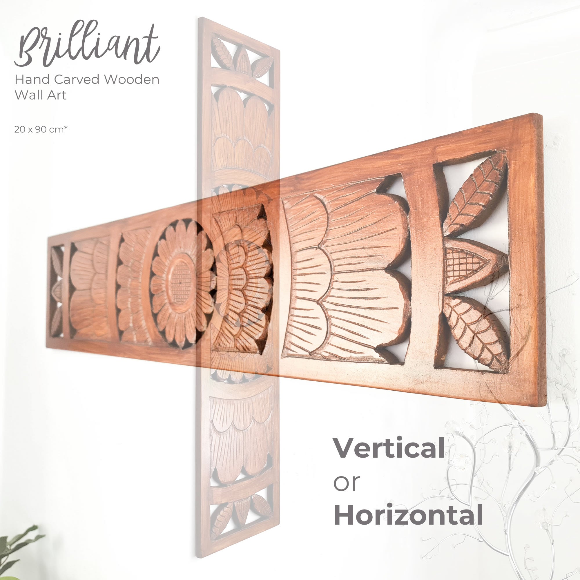 Hand Carved Wooden Wall Art - Decorative Mandala Yoga Walnut Panel