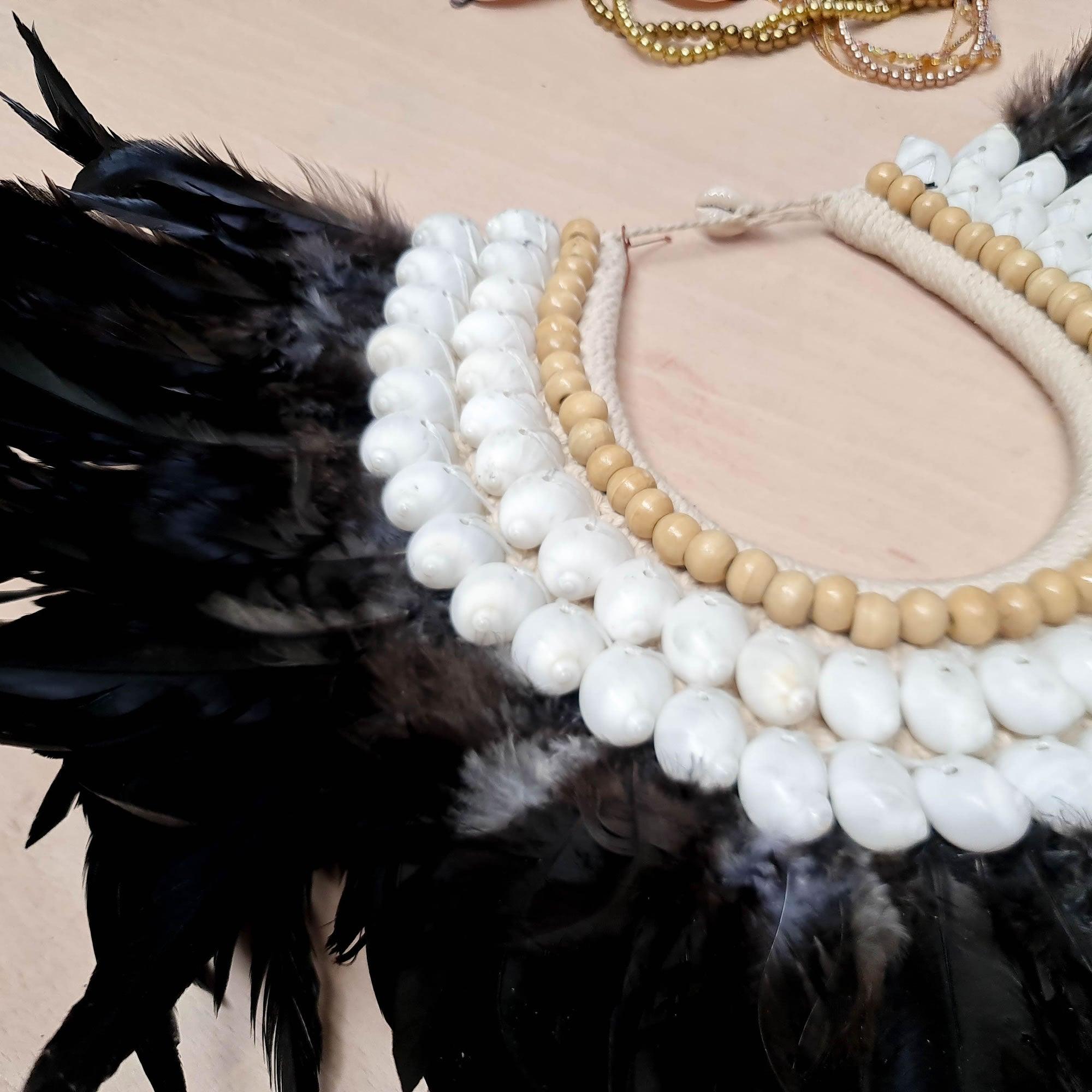 Bohemian Style Feather Sea Shells Handmade Decorative Costume Macrame Necklace Jujuhat - Easternada