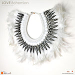 Boho Bohemian Style Feather Sea Shells Handmade Decorative Costume Macrame Necklace Juju - Easternada