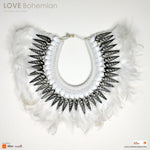 Boho Bohemian Style Feather Sea Shells Handmade Decorative Costume Macrame Necklace Juju - Easternada