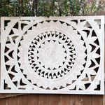 Hand Carved Wooden Wall Art - Large Headboard Decorative Mandala Panel Easternada