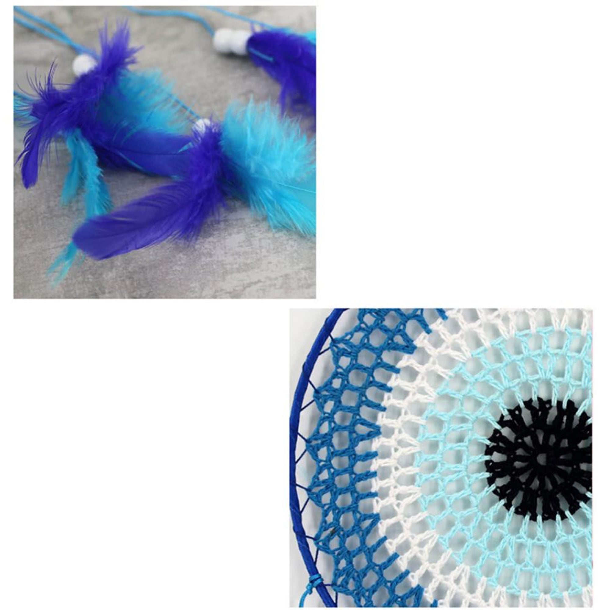 A beautiful Nazar Turkish Evil Eye Handmade Bohemian Macramé Beads Dream Catcher Car Wall Hanging Decoration Art, a perfect gift. A unique piece with subtle colors and beads to give an elegant touch