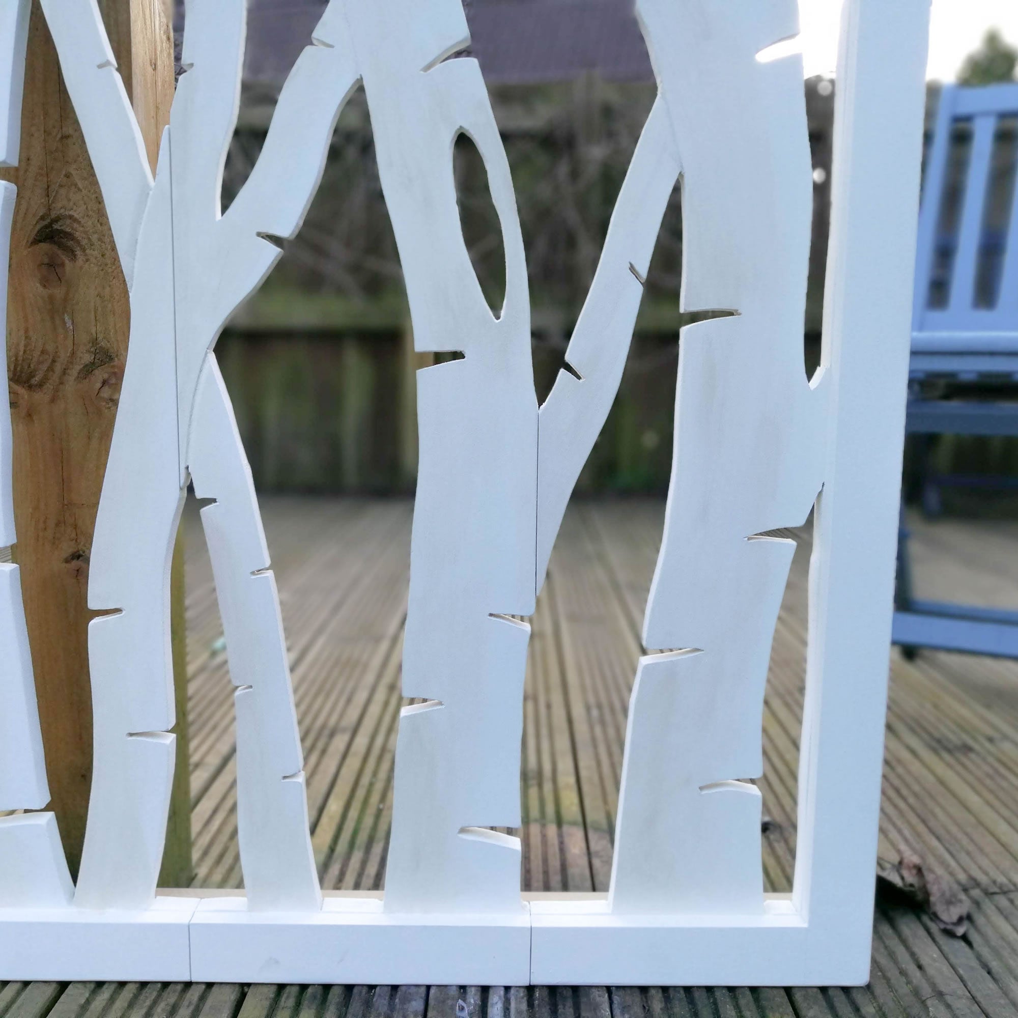 Art mural en bois sculpté - Grande tête de lit décorative en bouleaux