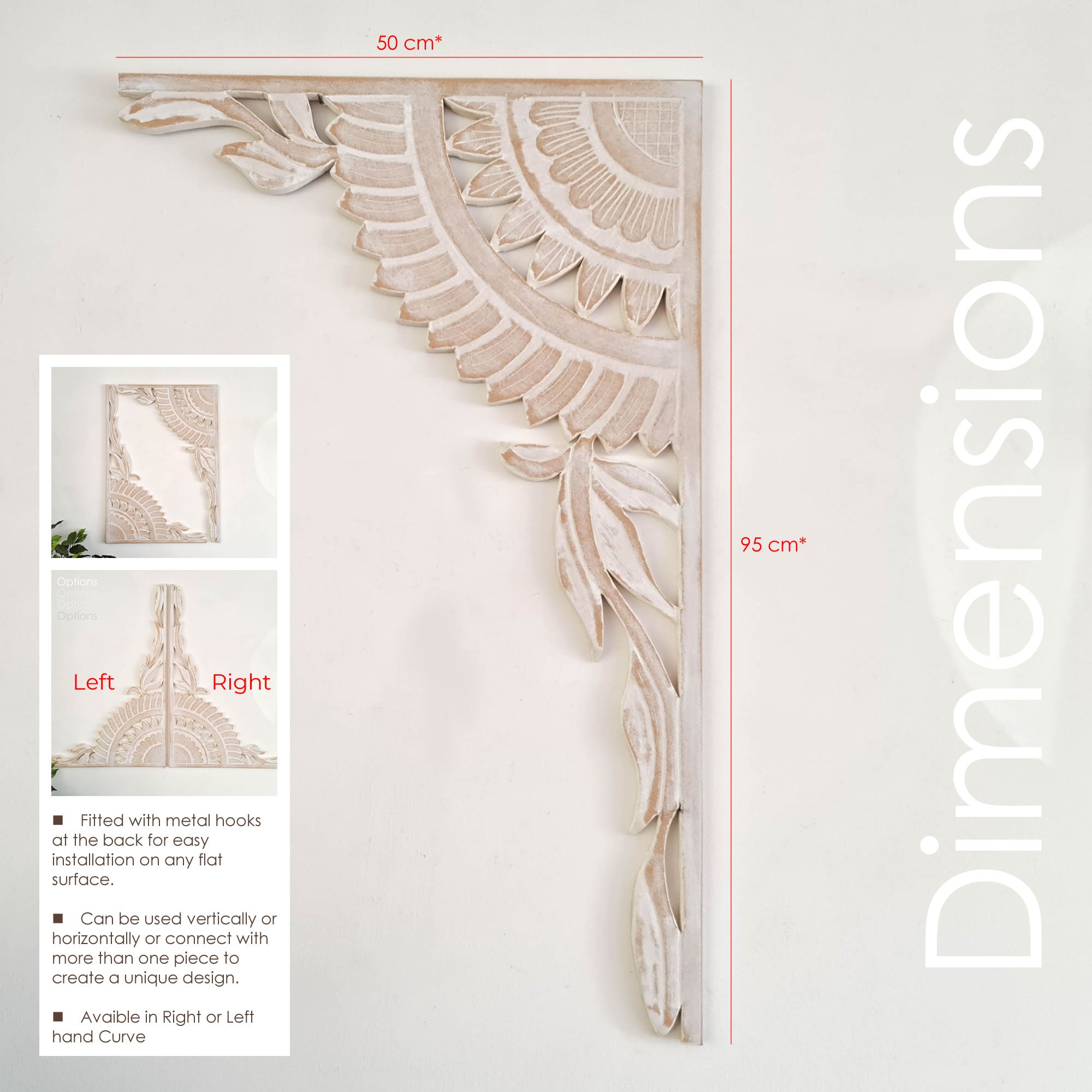 Mandala Art - Handmade Carved Wooden Wall Art Distressed White