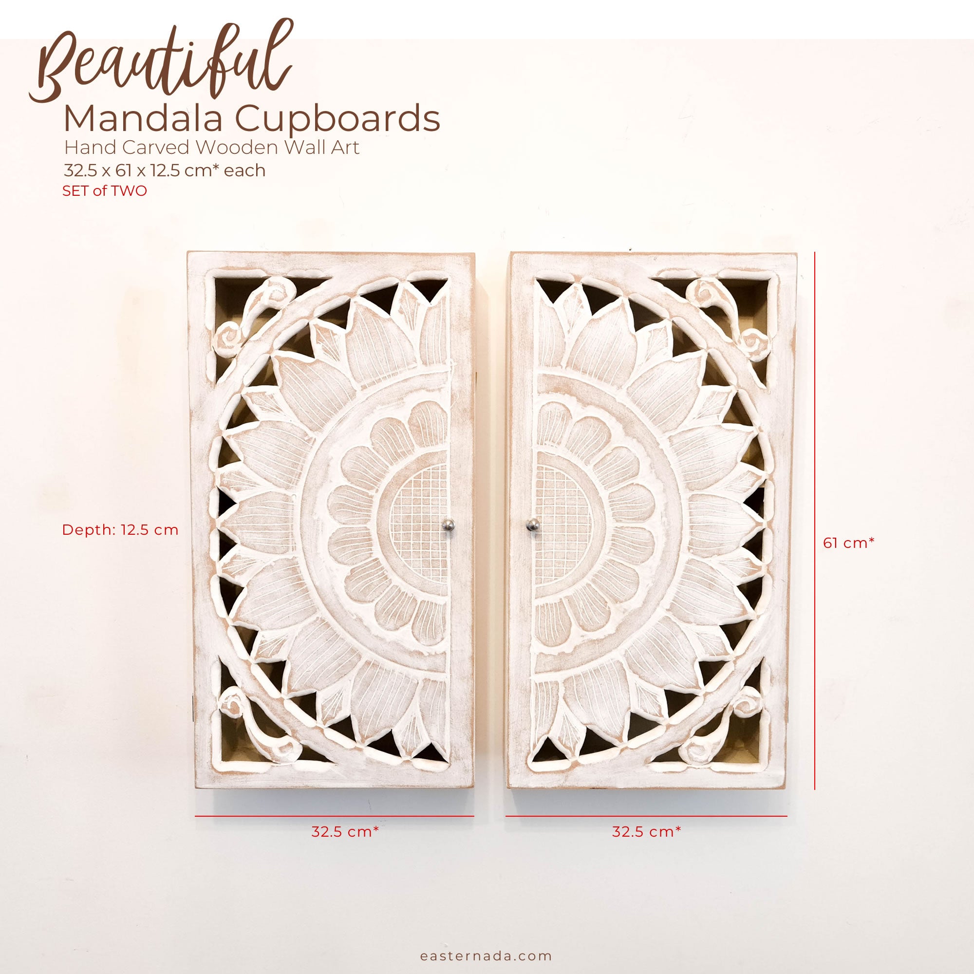 Hand Carved Wooden Wall Storage Cupboard Cabinet - Designer Furniture  Bathroom, Makeup Office