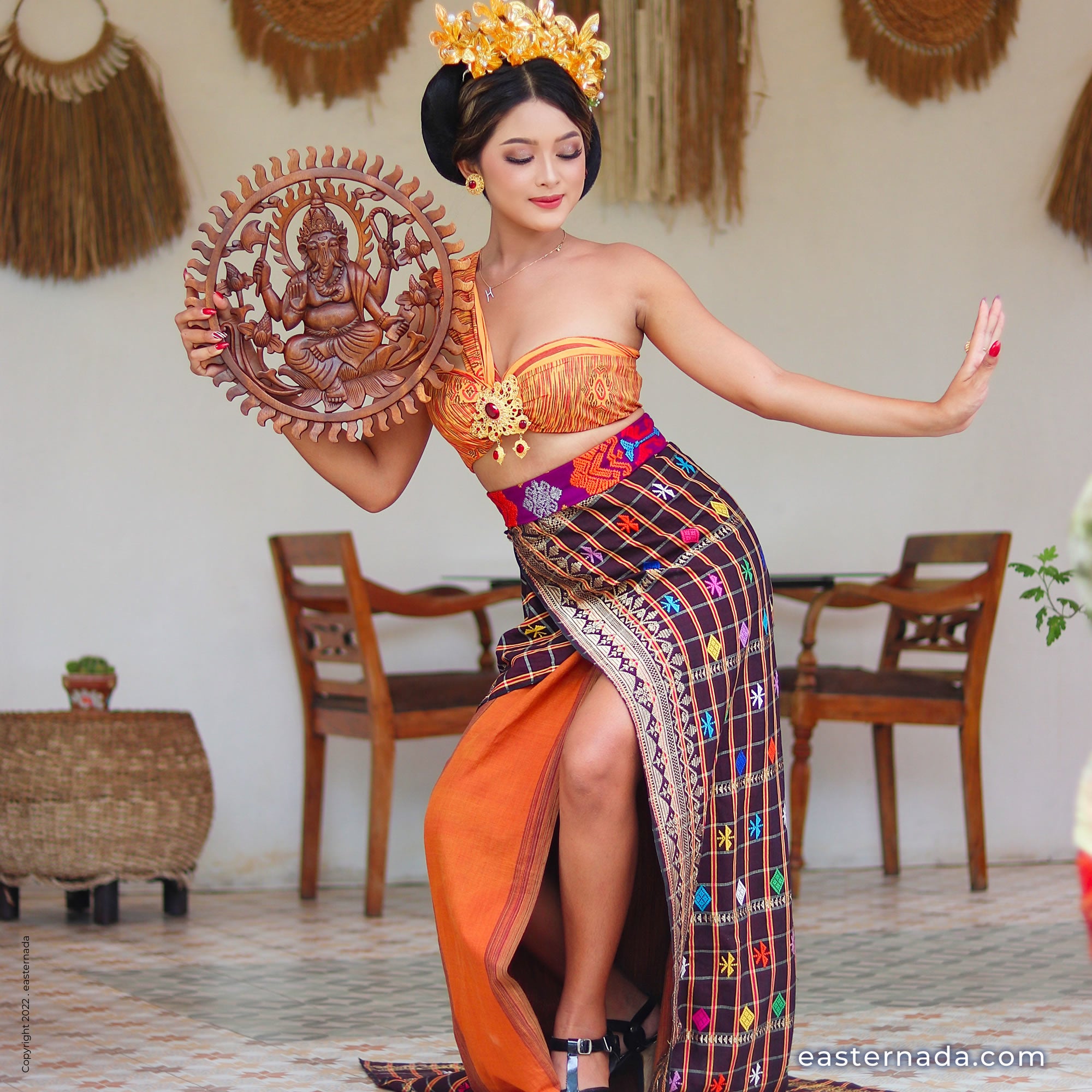 Divine Ganesh Hindu Indian God Wood Hand Carved Panel Art Sculpture -Temple Mandir