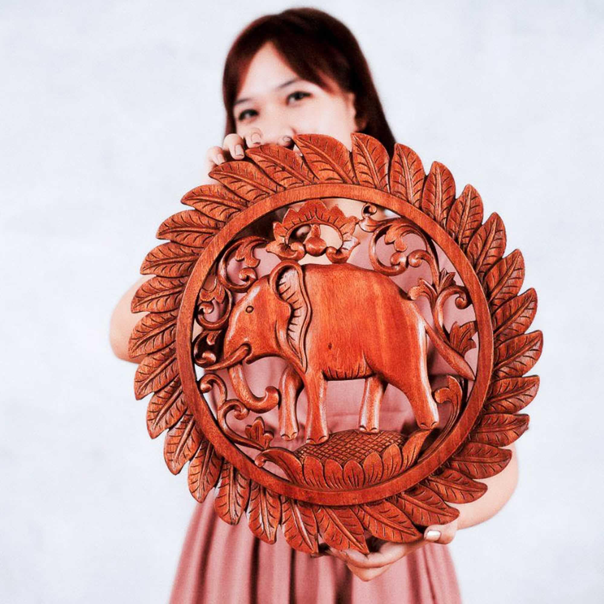 Jungle African Elephant Hand Carved Wooden Wall Art Decoration Panel Sculpture Nature - Easternada A perfect Gift idea