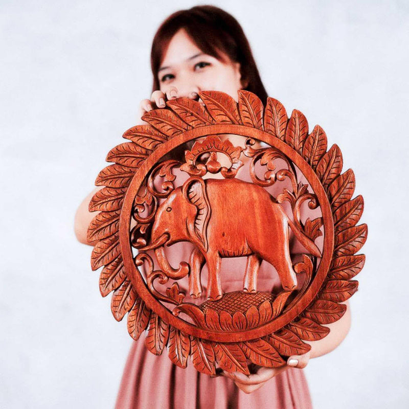 Jungle African Elephant Hand Carved Wooden Wall Art Decoration Panel Sculpture Nature - Easternada A perfect Gift idea