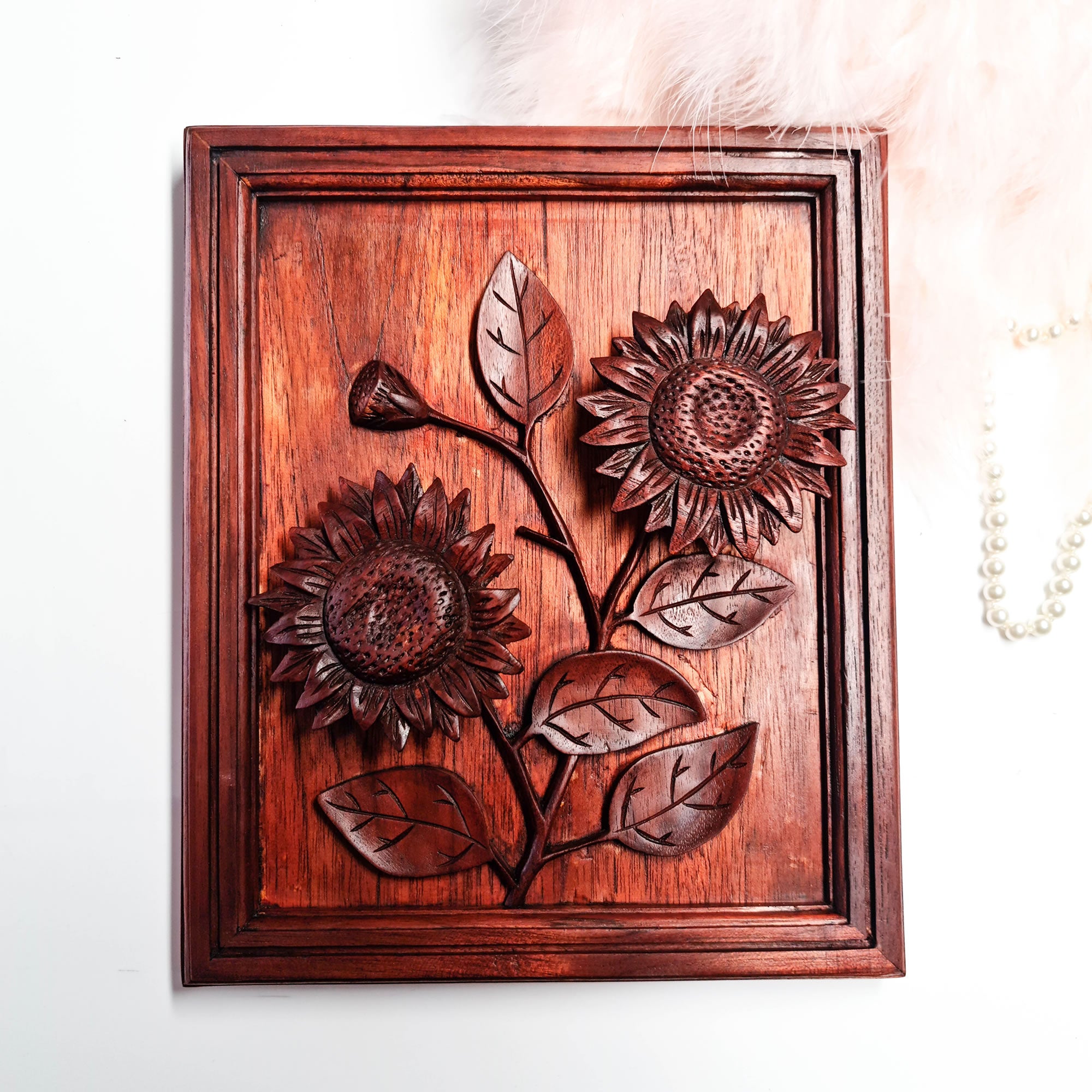 Valentine Rose Hand Carved Wooden Decorative Art Sculpture. Wedding Accessories Gift