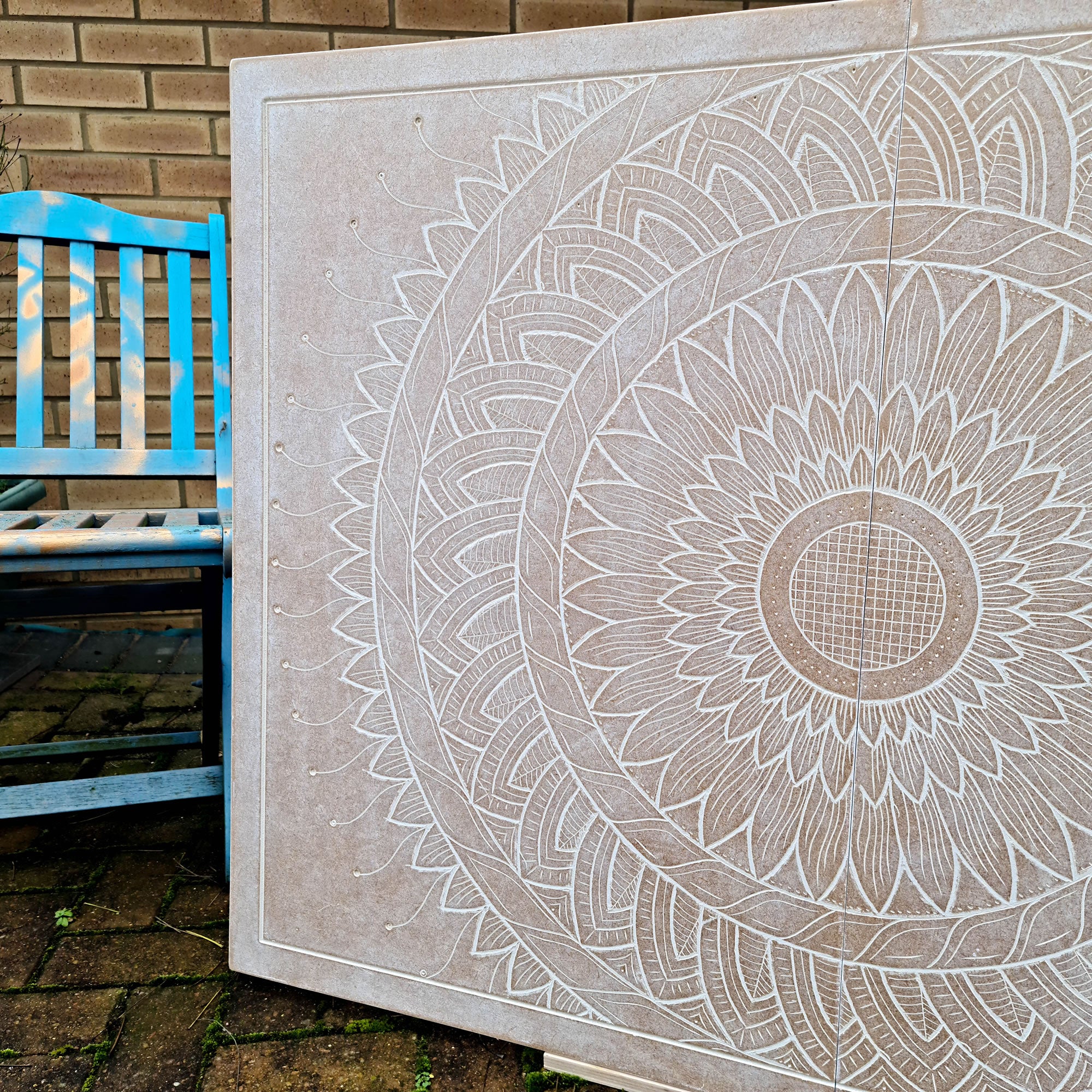 Hand Carved Wooden Wall Art - Headboard Decorative Large Mandala