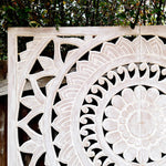 Hand Carved Wooden Wall Art - Large Headboard Decorative Mandala Panel Easternada