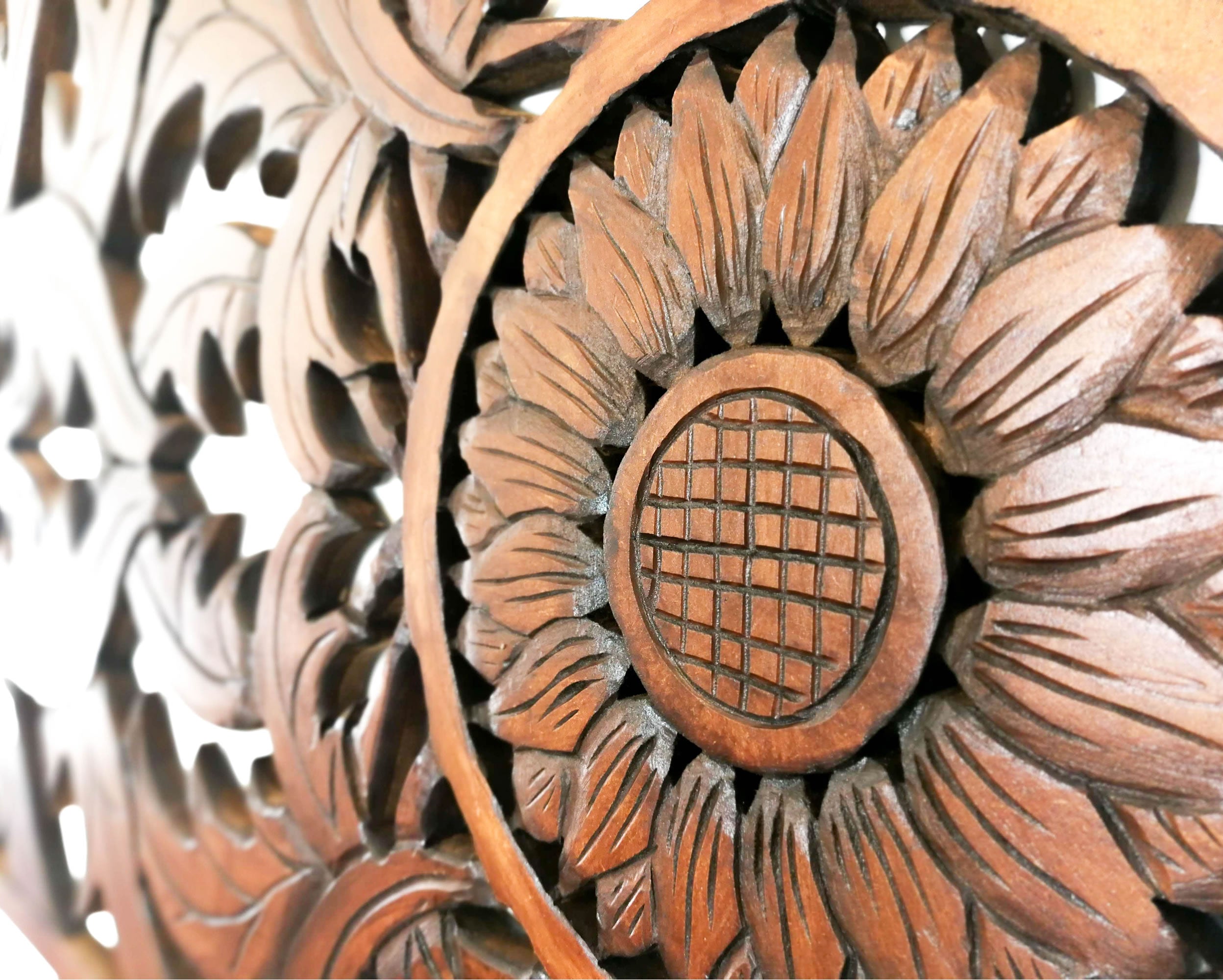 Large king Size Mandala Headboard - Handmade Carved Wooden Wall Art Lotus