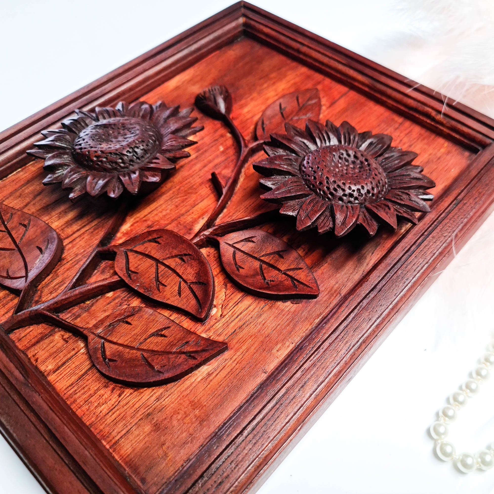 Valentine Rose Hand Carved Wooden Decorative Art Sculpture. Wedding Accessories Gift