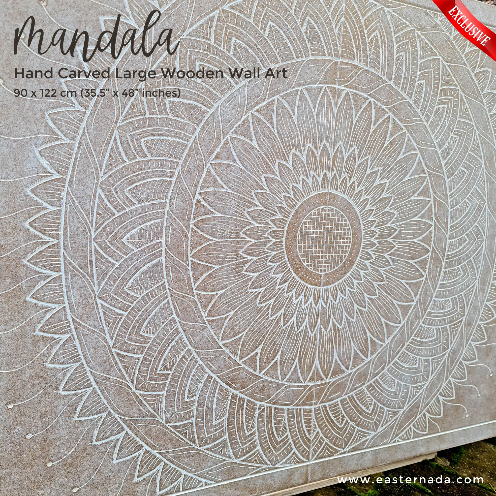 Hand Carved Wooden Wall Art - Headboard Decorative Large Mandala