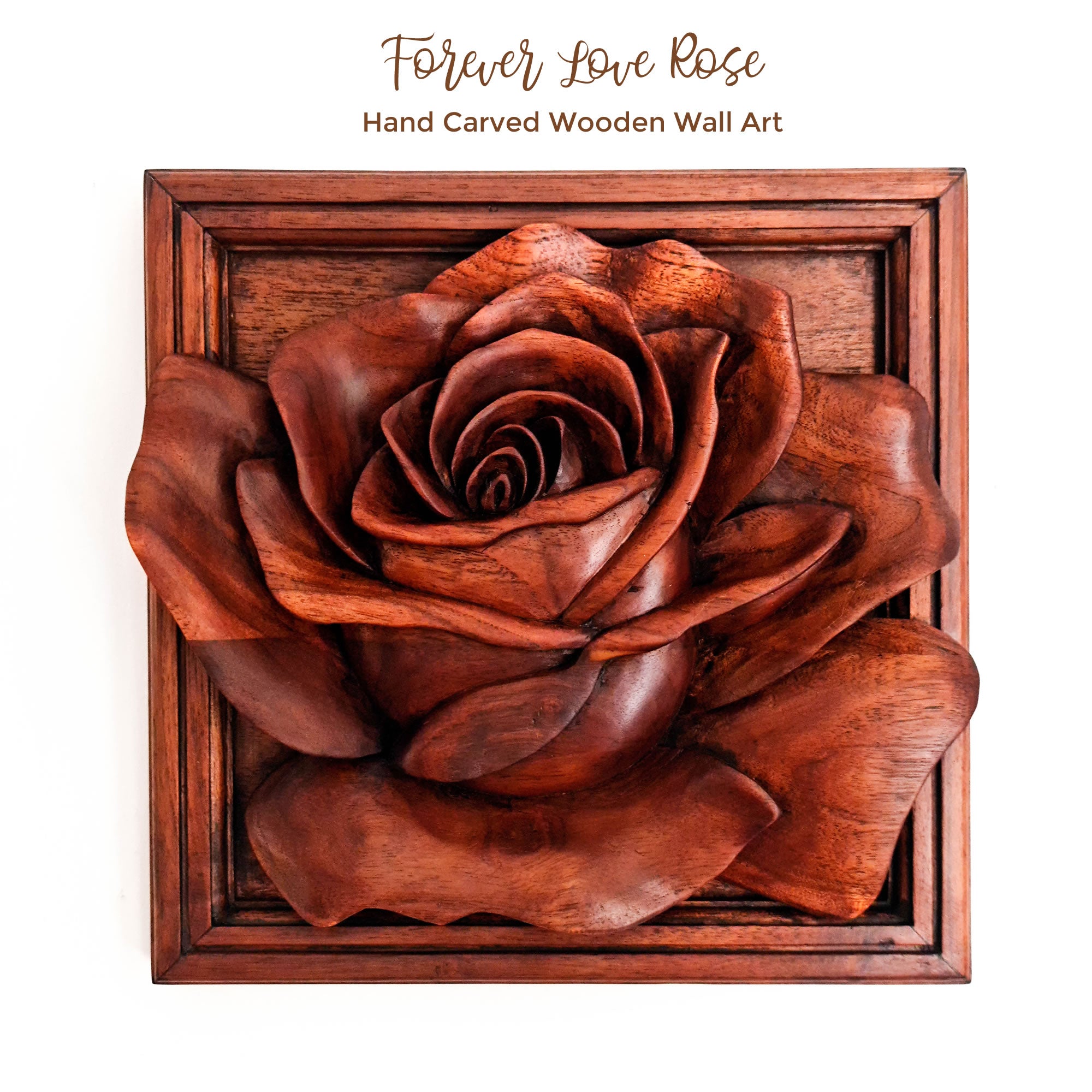 Valentine Rose Hand Carved Wooden Decorative Art Sculpture. Wedding Accessories Gift
