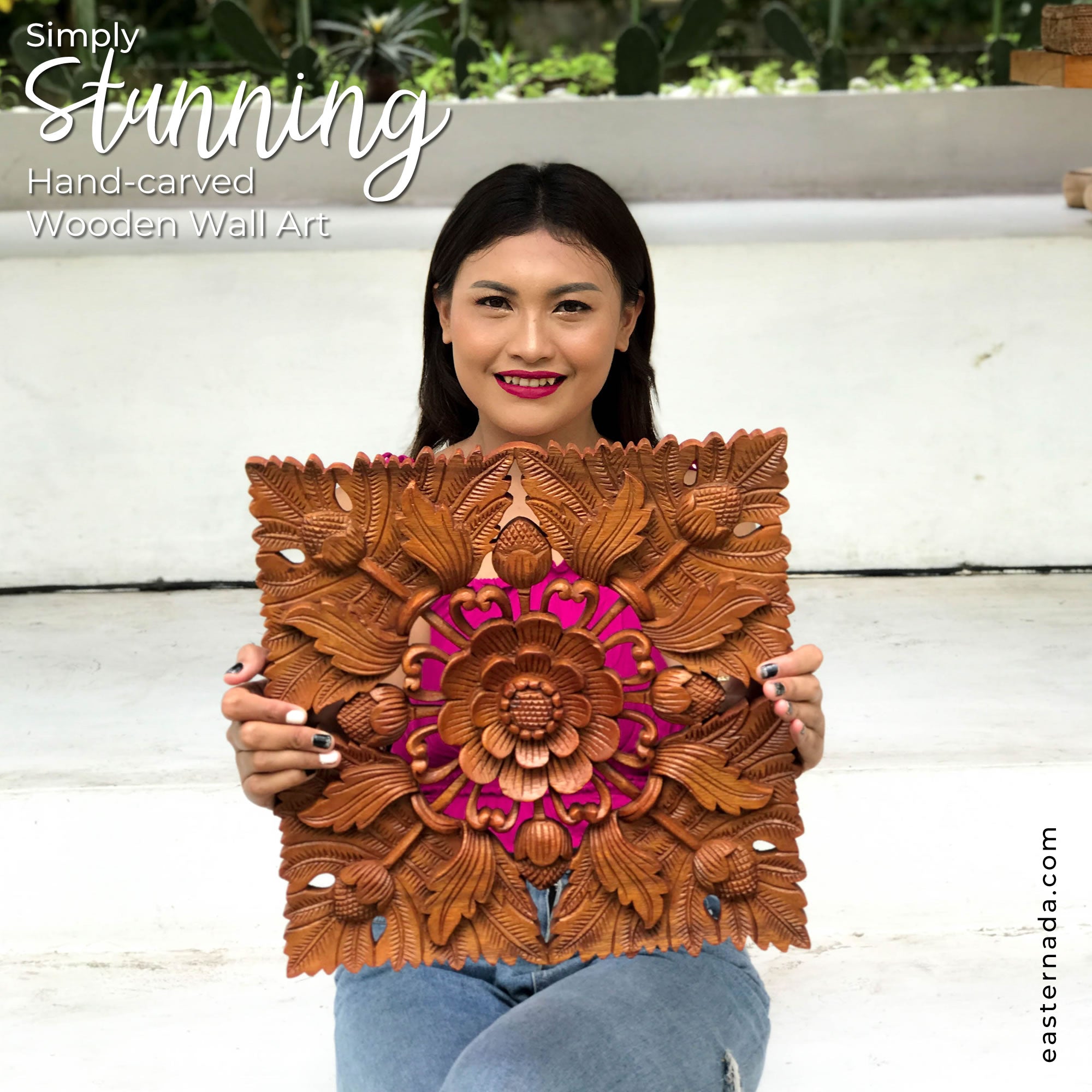 Hand-carved decorative wooden wall art sculptures | Unique and rare antique style hangings and gifts | Bohemian Boho Headboards -Easternada