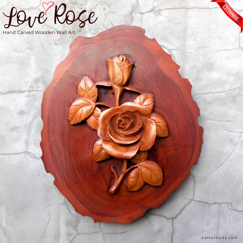 A perfect gift for a loved one. Hand Carved Teak Wood Rose Flower. Simply Stunning Wall Art Decoration. Wedding Valentines Gift