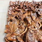 Radha Krishna in Vrindavan Carved Decorative Wall Art Sculpture. This is a stunning timeless masterpiece with intricate carving and details. A must for display in Hindu Pooja Prayer Mandir or on any room wall. This can be a perfect gift to a loved one - Easternada