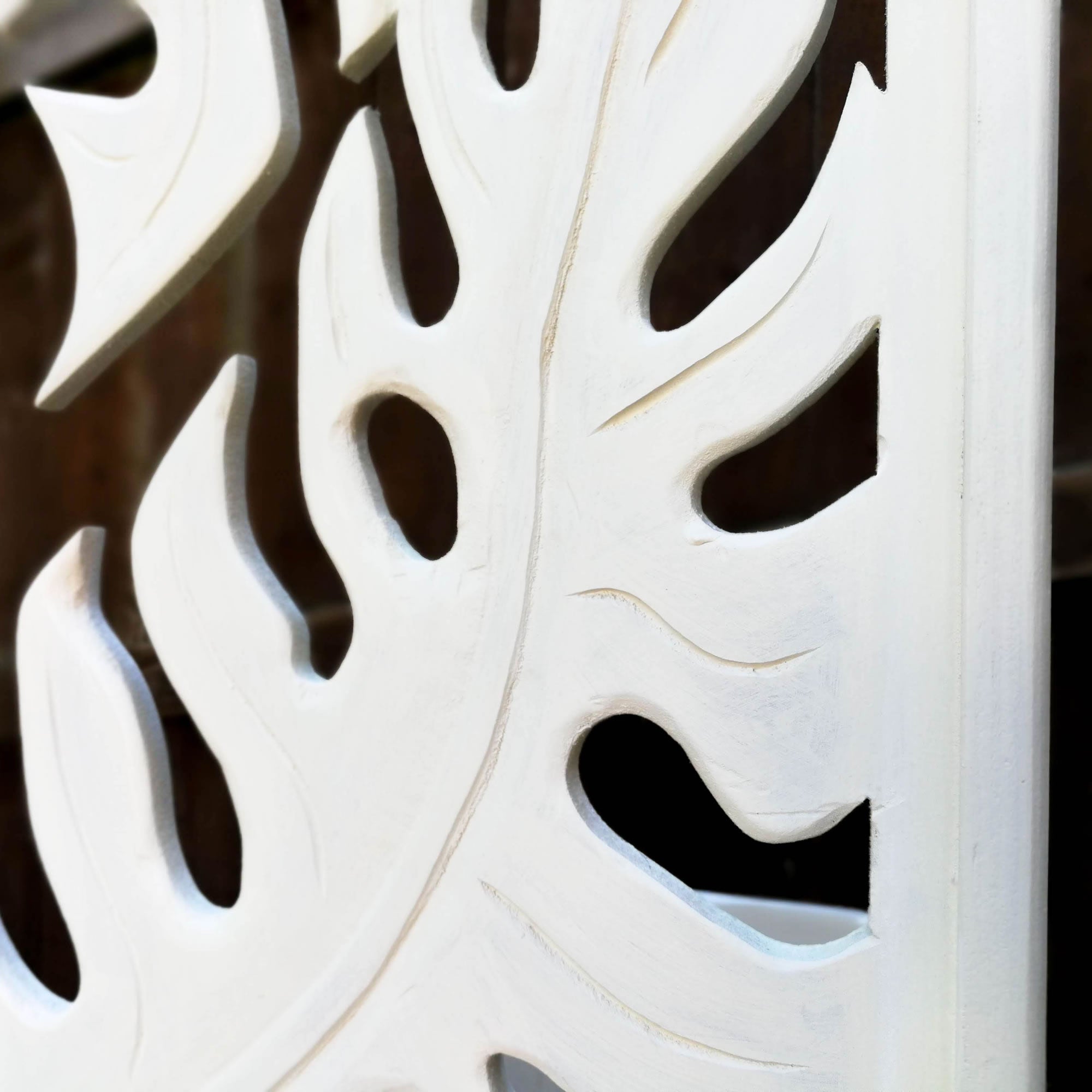 Coming Soon - Carved Wooden Decorative Leaves Panel Art Sculpture White