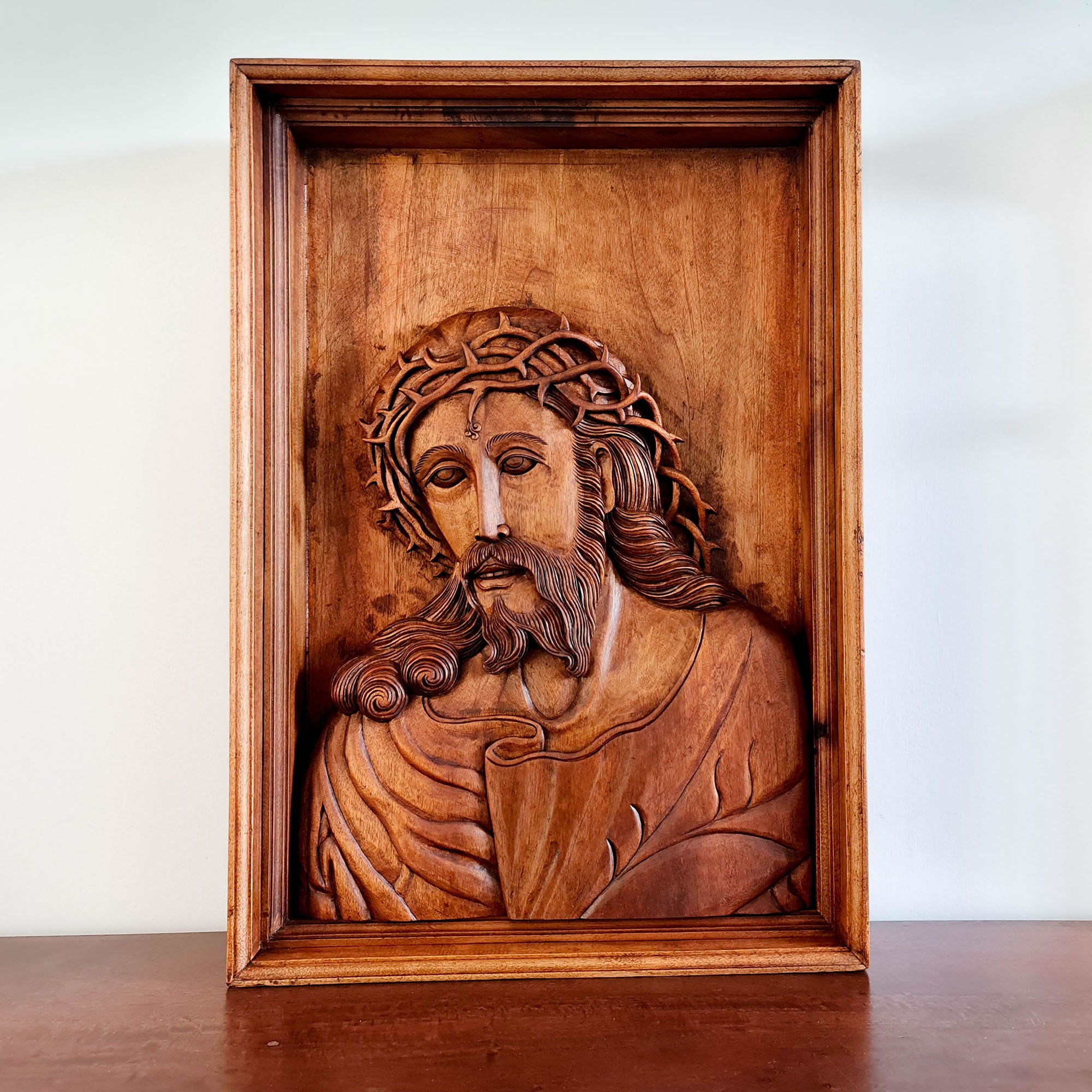 Hand Carved Wooden Lord Jesus - Religious Vatican Christian Art Sculpture