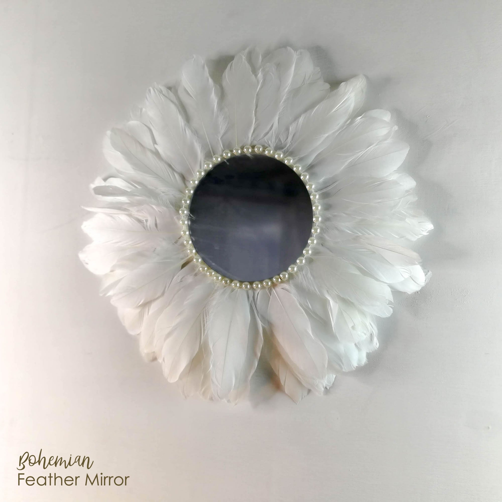 Juju Feather Vanity Wall Mirror Bohemian Style Handmade